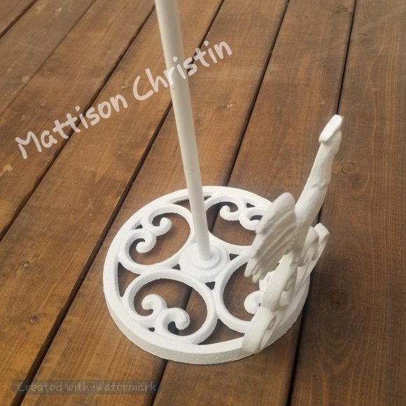 Farmhouse Country White Rooster Cast Iron Paper Towel Holder - Picture 6 of 7